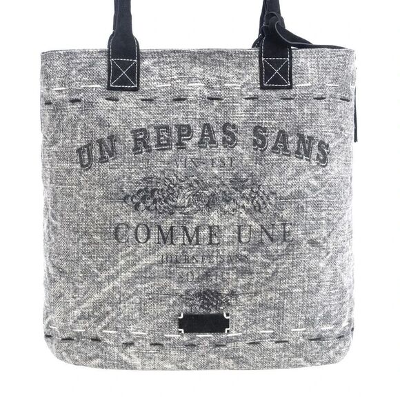 Myra Bag Handmade Cloudstar Tote Bag Upcycled Canvas & Cowhide Leather